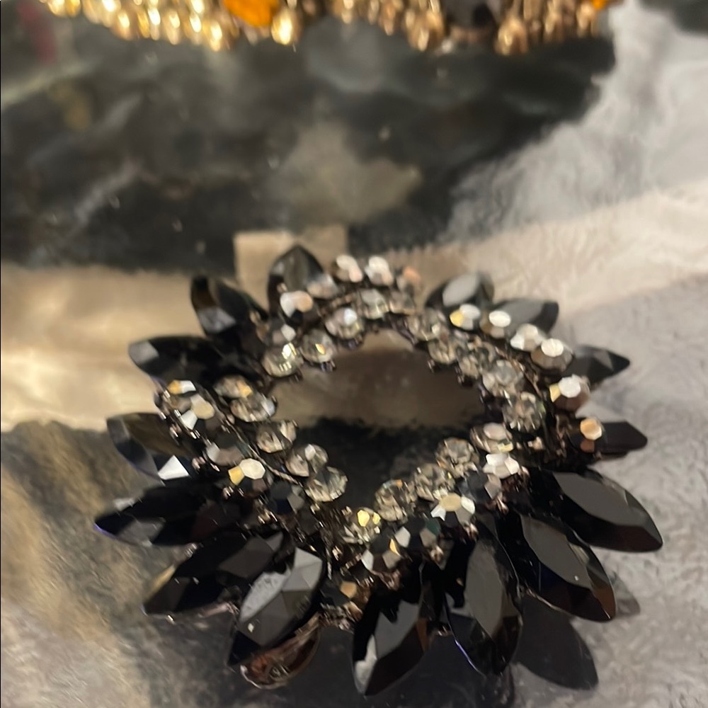 Elegant Black Crystal Brooch